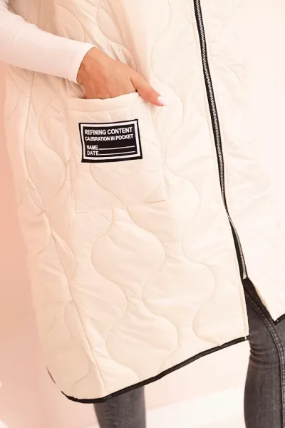 Legínovo Dámska prešívaná vesta Plus Size s kapucňou na zips fango Farba: Čierna, Veľkosť: UNI