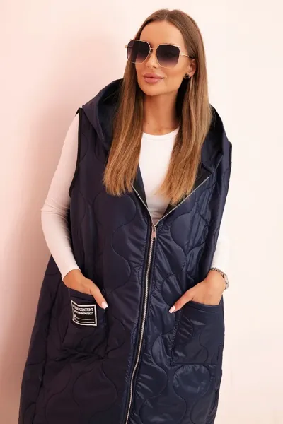 Legínovo Dámska prešívaná vesta Plus Size s kapucňou na zips fango Farba: Čierna, Veľkosť: UNI