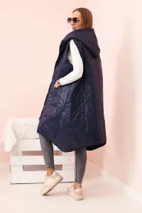 Legínovo Dámska prešívaná vesta Plus Size s kapucňou na zips fango Farba: Čierna, Veľkosť: UNI