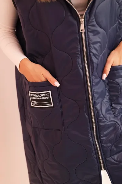 Legínovo Dámska prešívaná vesta Plus Size s kapucňou na zips fango Farba: Čierna, Veľkosť: UNI
