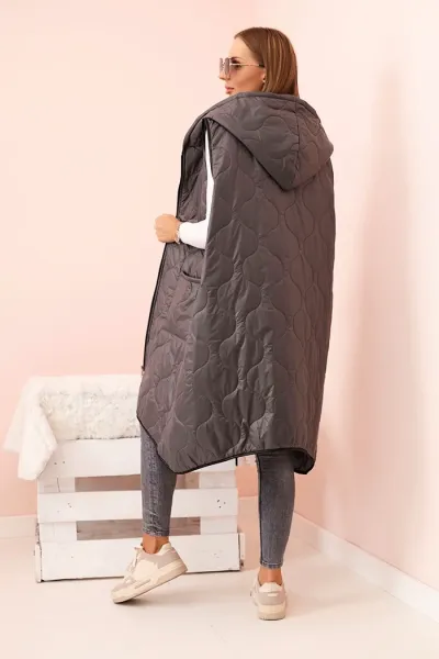 Legínovo Dámska prešívaná vesta Plus Size s kapucňou na zips fango Farba: Čierna, Veľkosť: UNI