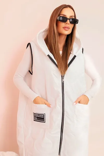 Legínovo Dámska prešívaná vesta Plus Size s kapucňou na zips fango Farba: Čierna, Veľkosť: UNI