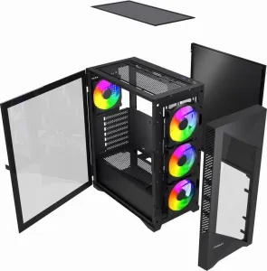 GEMBIRD Fornax 900/Midi Tower/Transpar./Černá