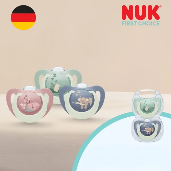Cumlík NUK First Choice Night 6-18m 2 ks Hippo/Koala 6-18 m