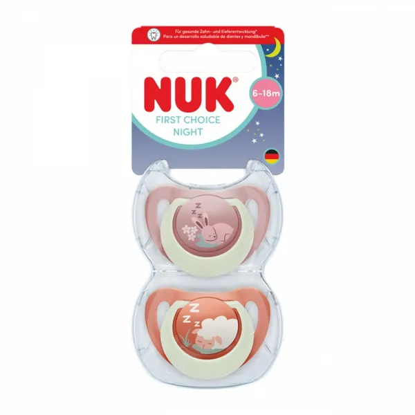 Cumlík NUK First Choice Night 0-6m 2 ks Bunny/Sheep 0-6 m