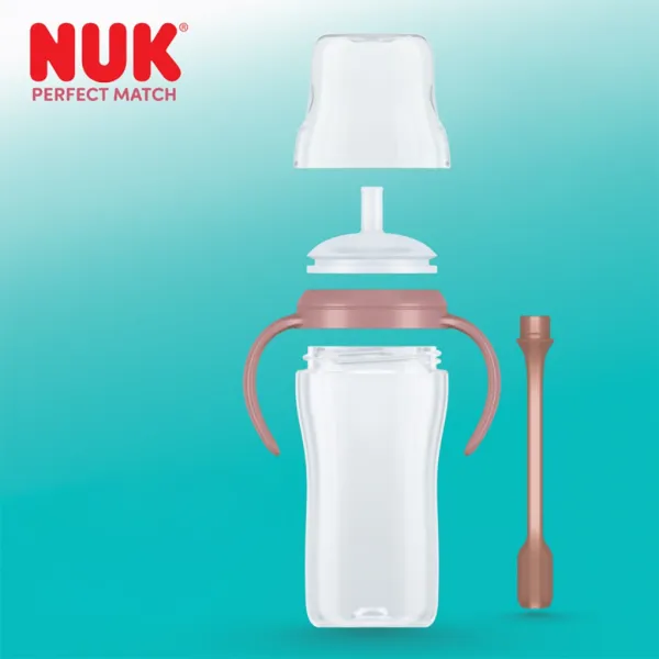 Kojenecká fľaša NUK Perfect Match na učenie so slamkou BEAR 260 ml