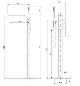 INVENA - Voľne stojaca vaňová batéria GLAMOUR Chrom BW-02-W01-V
