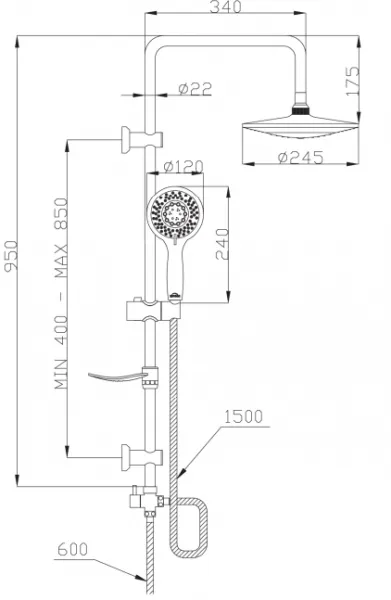 INVENA - Sprchový stĺp SOCHO AU-59-001-C