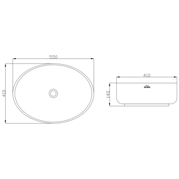 INVENA - Umývadlo na dosku ASTRI TREND 55 cm, oval CE-30-001-W
