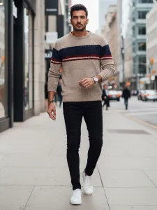 Pánsky pruhovaný sveter Dstreet