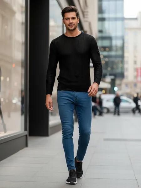 Čierny pánsky sveter Dstreet
