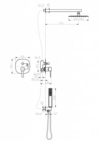 INVENA - Sprchová batéria, podomietková, 2F GLAMOUR zlatá TREND BS-02-0K9-V