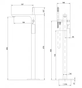 INVENA - Batéria vaňová voľne stojaca PAROS TREND čierna BW-09-W04-A