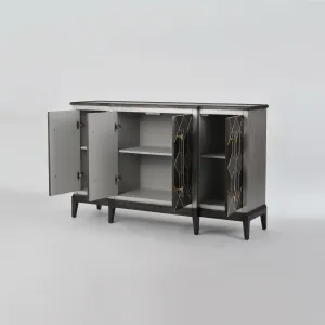 LivinHill Komoda Stilig ST504 152 cm z masivu šedá/zlatá