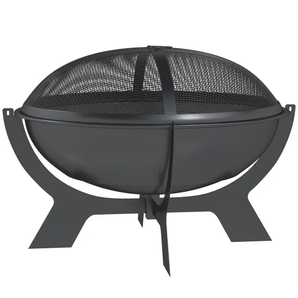Outsunny Kulaté ohniště se síťovým poklopem, Ø 54 cm