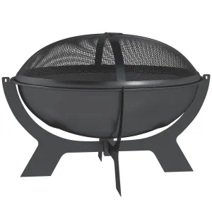 Outsunny Kulaté ohniště se síťovým poklopem, Ø 54 cm