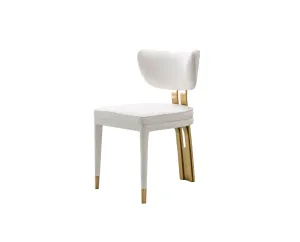 LivinHill Designová čalouněná jídelní židle Modig zlatá/bílá