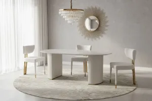 LivinHill Designová čalouněná jídelní židle Modig zlatá/bílá