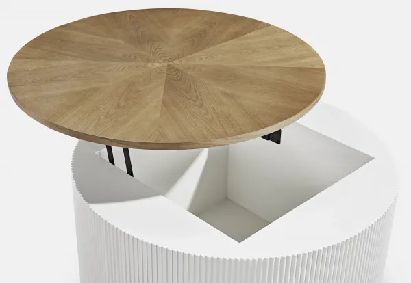 LivinHill Konferenční stolek Stilig ST580 80 cm z masivu ecru/jilm