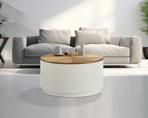LivinHill Konferenční stolek Stilig ST580 80 cm z masivu ecru/jilm