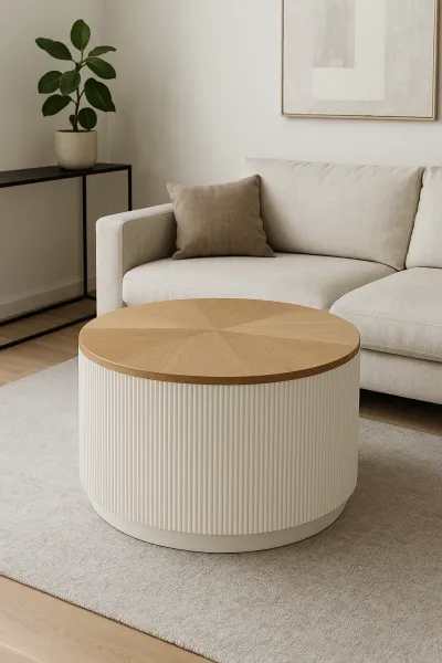 LivinHill Konferenční stolek Stilig ST580 80 cm z masivu ecru/jilm
