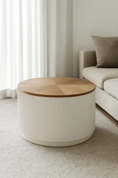LivinHill Konferenční stolek Stilig ST580 80 cm z masivu ecru/jilm