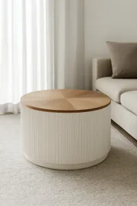 LivinHill Konferenční stolek Stilig ST580 80 cm z masivu ecru/jilm