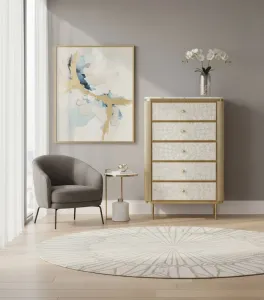 LivinHill Komoda Stilig ST911 80 cm slonovinová/zlazá