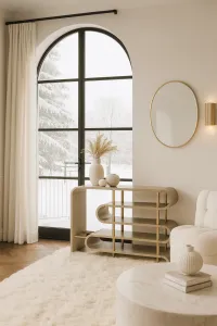 LivinHill Designový konzolový stolek Stilig ST962 122 cm béžový/zlatý