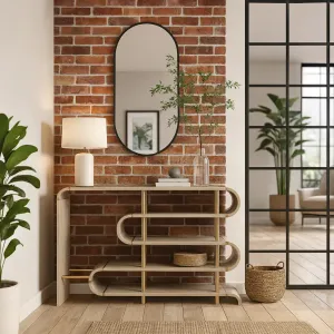 LivinHill Designový konzolový stolek Stilig ST962 122 cm béžový/zlatý