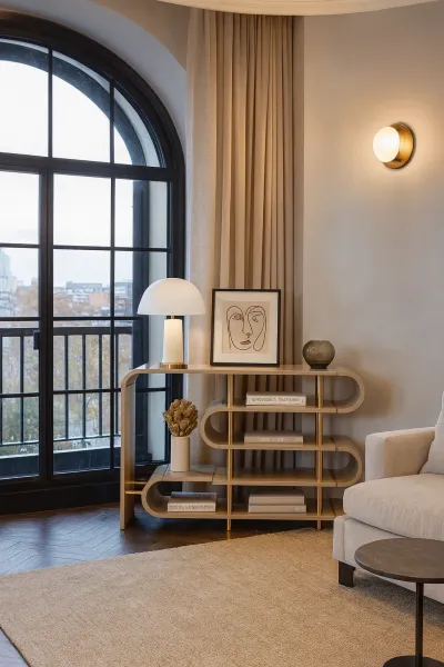 LivinHill Designový konzolový stolek Stilig ST962 122 cm béžový/zlatý