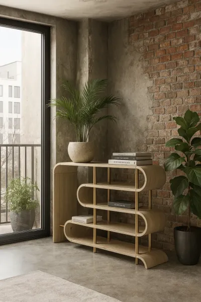 LivinHill Designový konzolový stolek Stilig ST962 122 cm béžový/zlatý