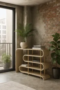 LivinHill Designový konzolový stolek Stilig ST962 122 cm béžový/zlatý