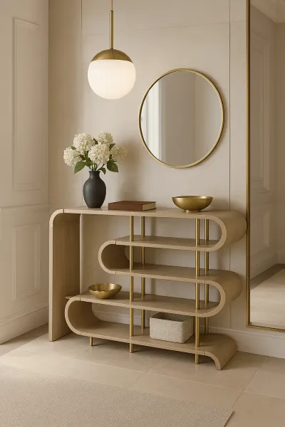 LivinHill Designový konzolový stolek Stilig ST962 122 cm béžový/zlatý