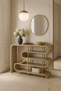 LivinHill Designový konzolový stolek Stilig ST962 122 cm béžový/zlatý