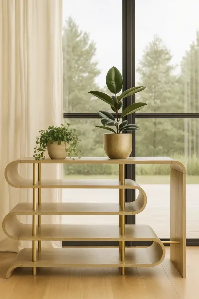 LivinHill Designový konzolový stolek Stilig ST962 122 cm béžový/zlatý
