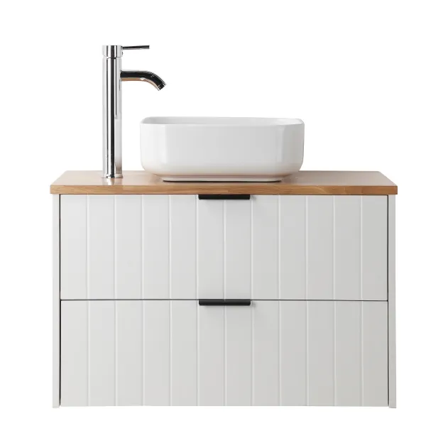 Závesná skrinka pod umývadlo Houseland Velora s doskou 80 cm biela/dub