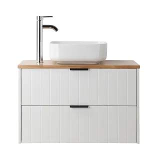 Závesná skrinka pod umývadlo Houseland Velora s doskou 80 cm biela/dub