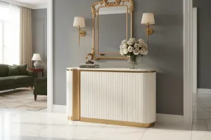 LivinHill Komoda Stilig ST917 158 cm ecru/zlatá/mramor