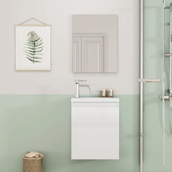 Závesná skrinka s umývadlom Houseland Elara 40 cm biela