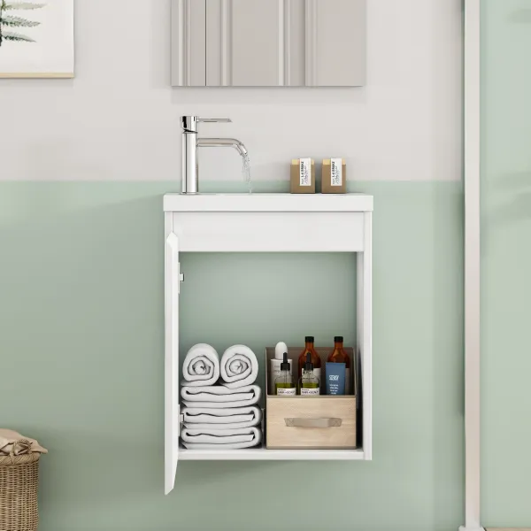 Závesná skrinka s umývadlom Houseland Elara 40 cm biela