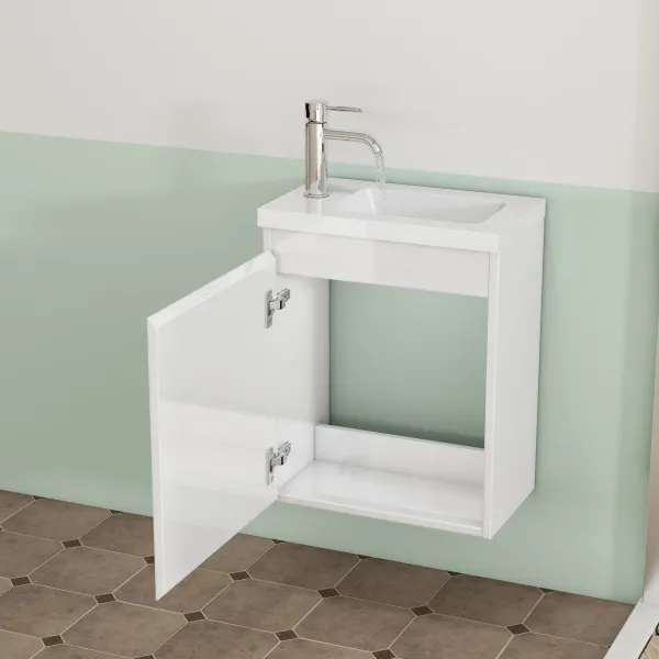 Závesná skrinka s umývadlom Houseland Elara 40 cm biela