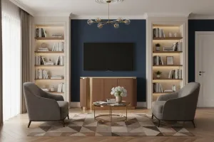 LivinHill Komoda Stilig ST917 158 cm ořech/zlatá/travertin