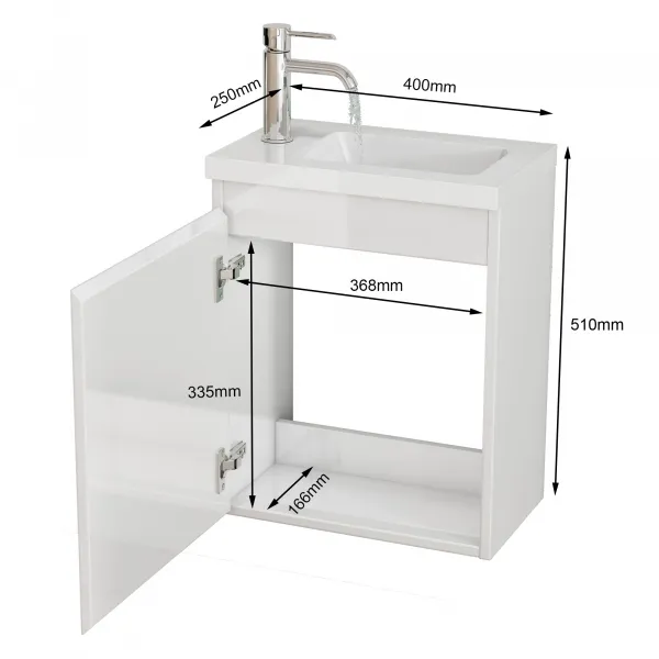 Závesná skrinka s umývadlom Houseland Elara 40 cm biela