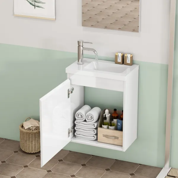 Závesná skrinka s umývadlom Houseland Elara 40 cm biela