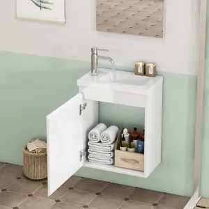 Závesná skrinka s umývadlom Houseland Elara 40 cm biela