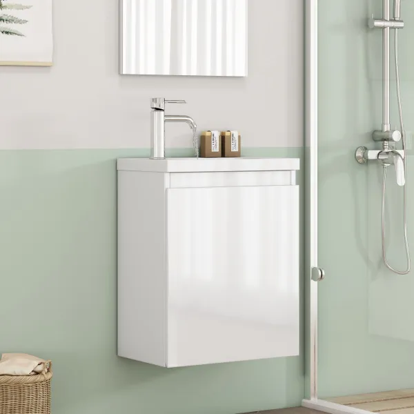 Závesná skrinka s umývadlom Houseland Elara 40 cm biela
