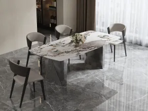 LivinHill Jídelní stůl Modig 200 cm stříbrný/mramor