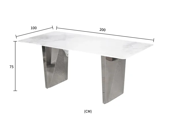 LivinHill Jídelní stůl Modig 200 cm stříbrný/mramor