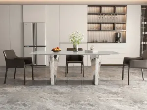 LivinHill Jídelní stůl Modig 200 cm stříbrný/mramor